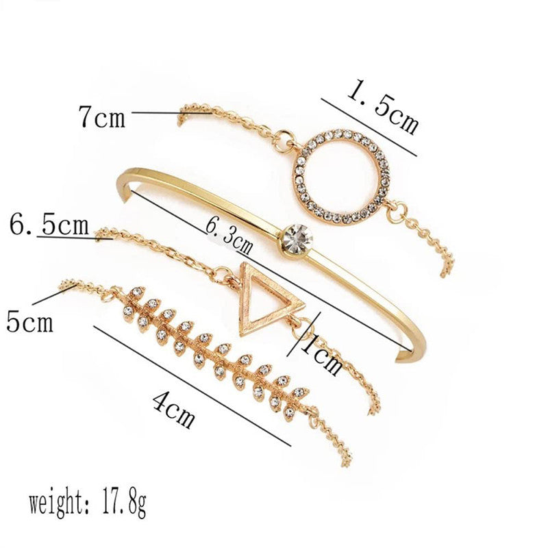 Gold Toned Gold Plated Contemporary Stackable Bracelet (Pack of 4)