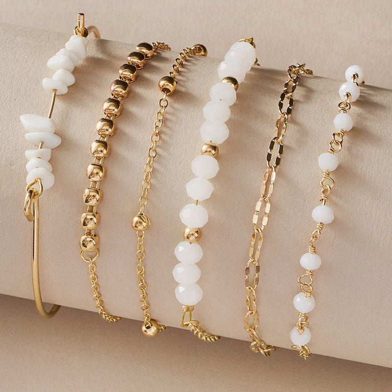 Gold Plated Contemporary Stackable Korean Bracelet (Pack of 6)