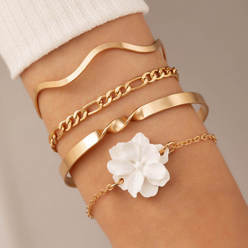 Gold Plated Contemporary Stackable Bracelet (Pack of 4)