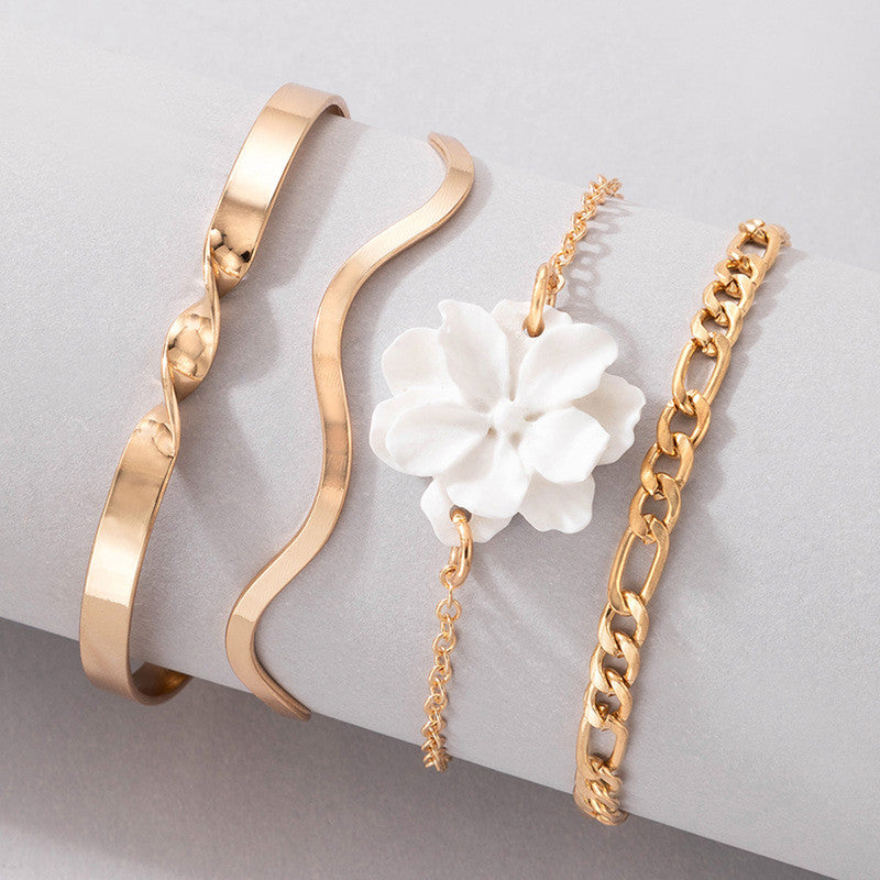 Gold Plated Contemporary Stackable Bracelet (Pack of 4)