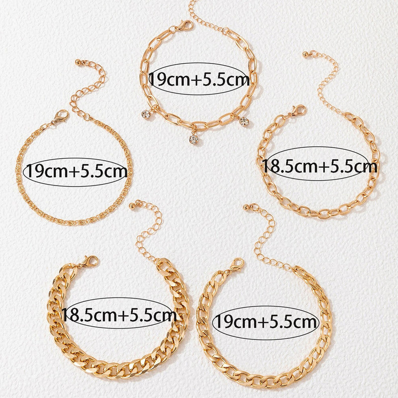 Gold Plated and Gold Toned Contemporary Stackable Bracelet (Pack of 5)