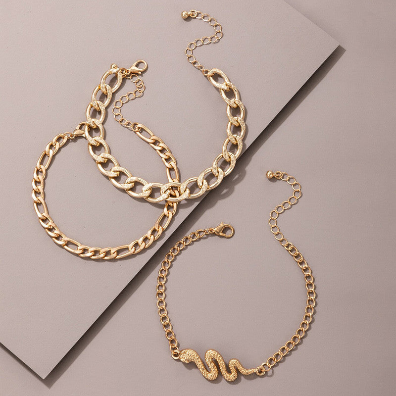 Gold-Toned Gold Plated Contemporary Stackable Bracelet (Pack of 3)