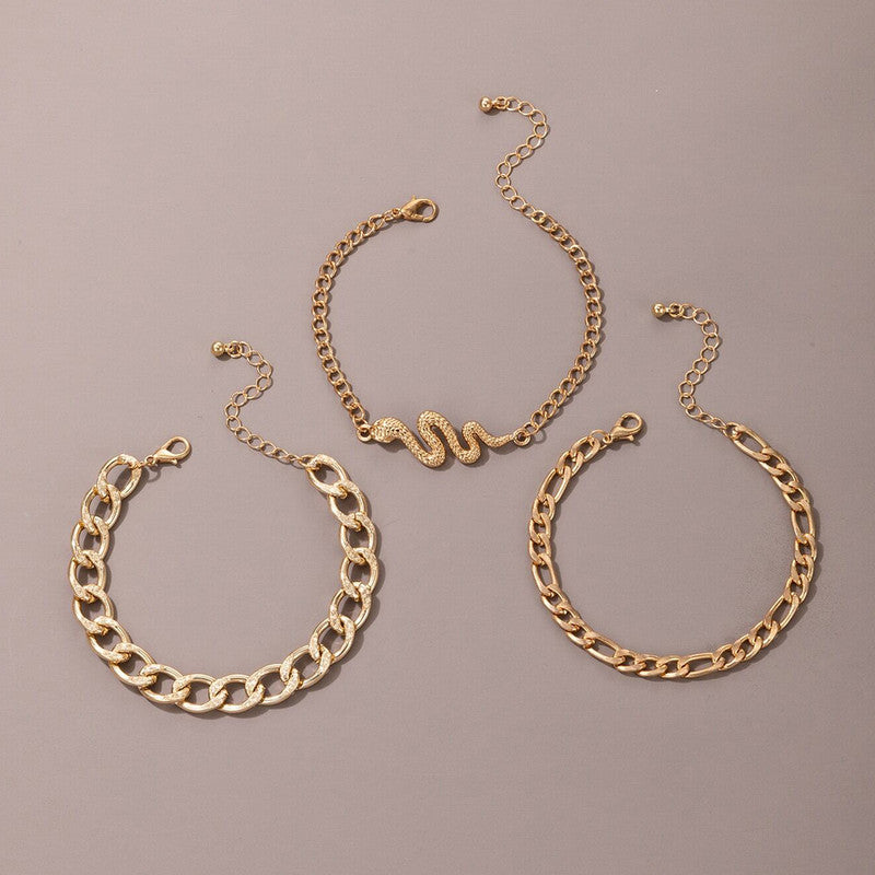 Gold-Toned Gold Plated Contemporary Stackable Bracelet (Pack of 3)