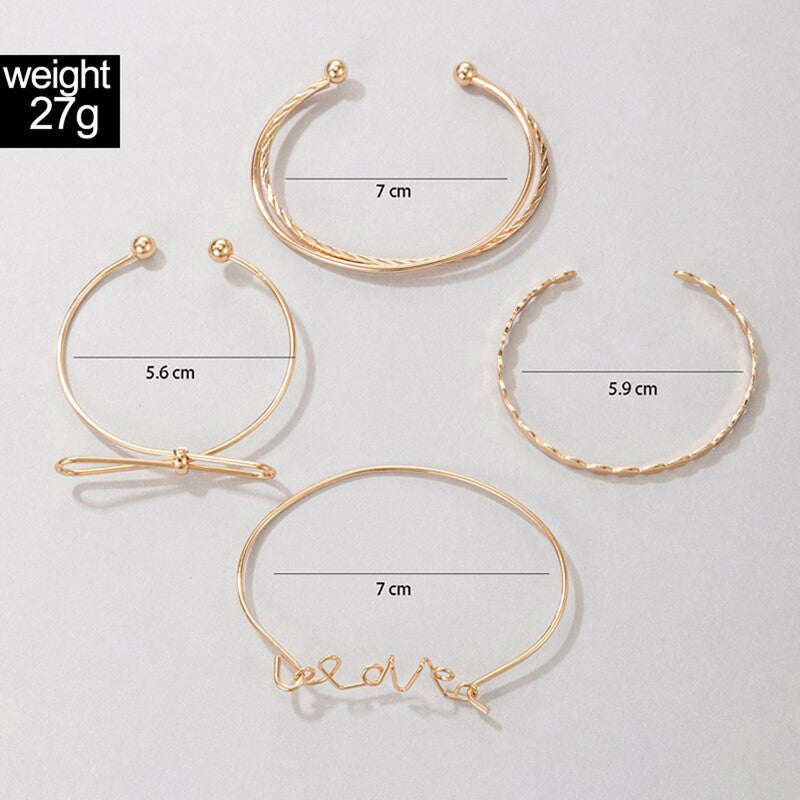 Gold-Toned Gold-Plated Contemporary Stackable Bracelet (Pack of 4)