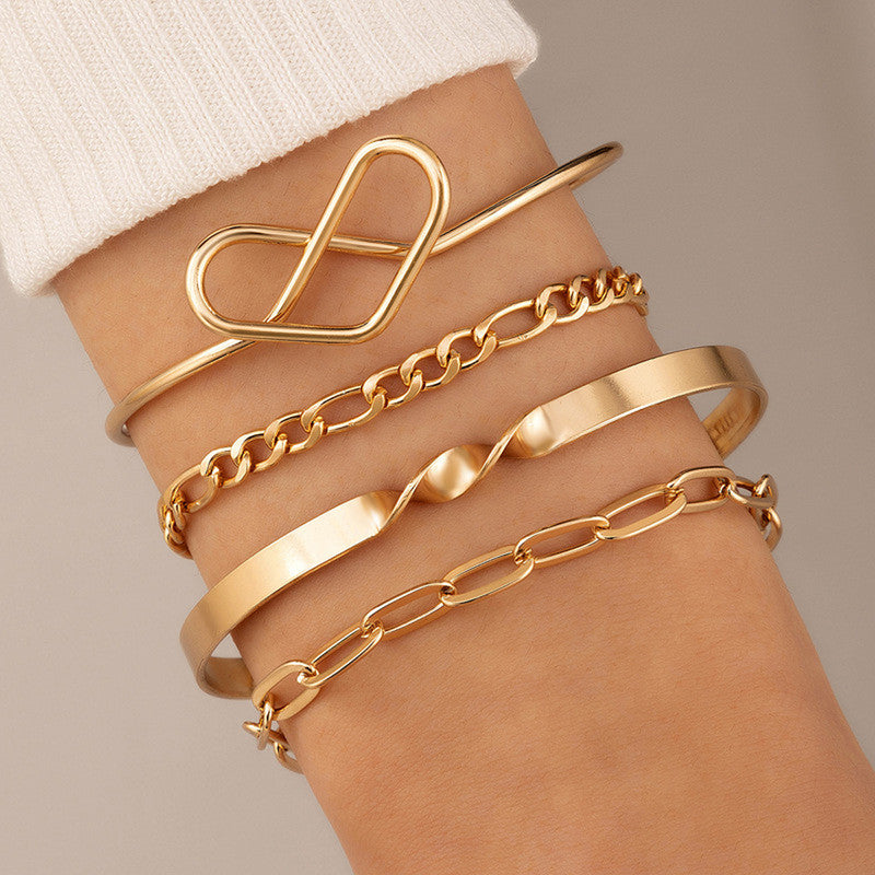 Gold Toned and Gold-Plated Contemporary Stackable Bracelet (Pack of 4)