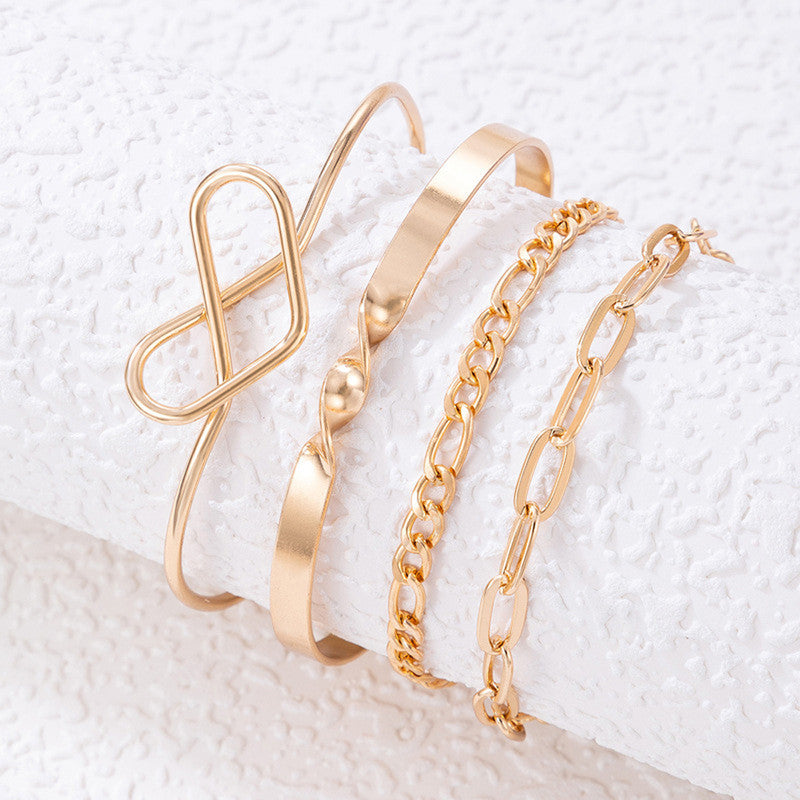 Gold Toned and Gold-Plated Contemporary Stackable Bracelet (Pack of 4)