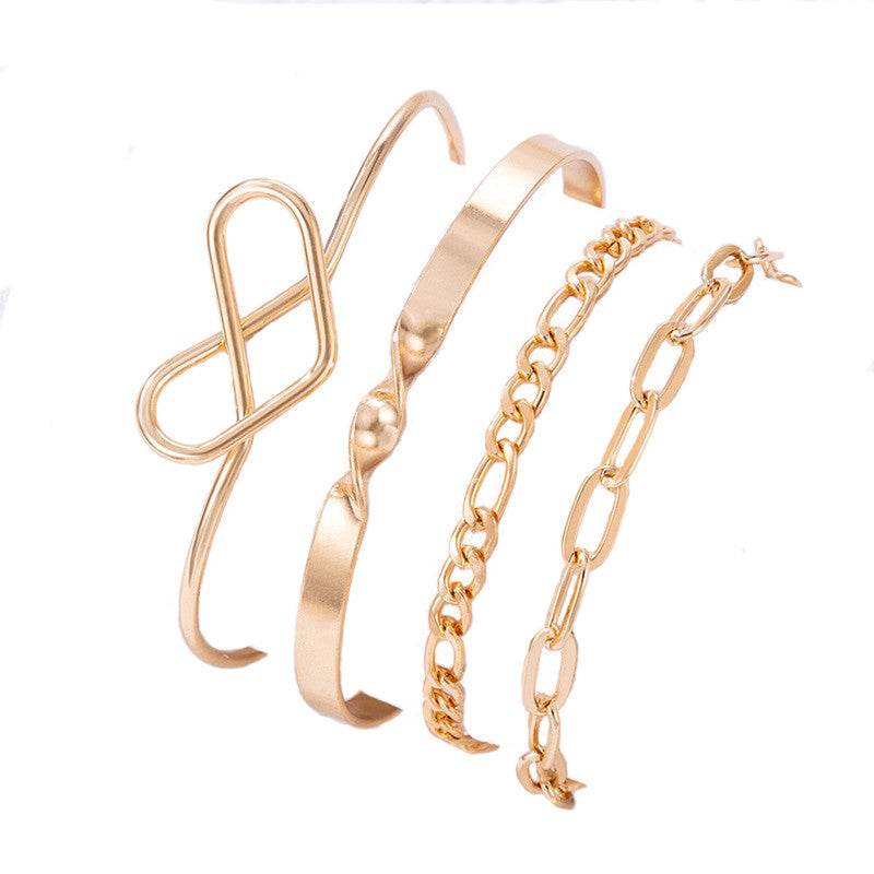 Gold Toned and Gold-Plated Contemporary Stackable Bracelet (Pack of 4)