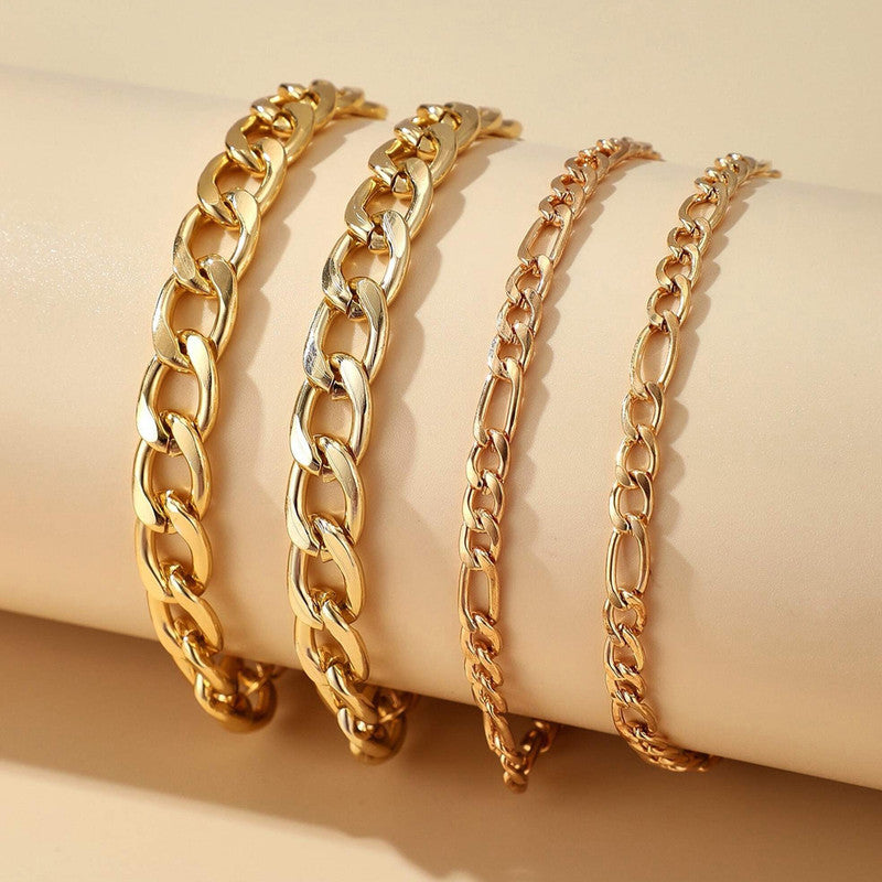 Gold Toned and Gold-Plated Trendy Stackable Bracelet (Pack of 4)