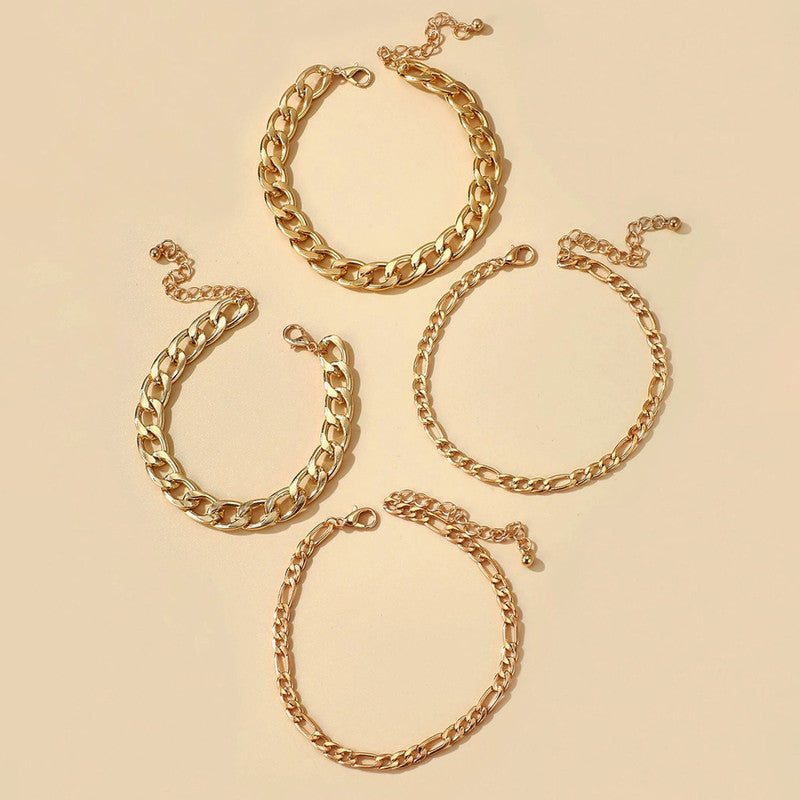 Gold Toned and Gold-Plated Trendy Stackable Bracelet (Pack of 4)