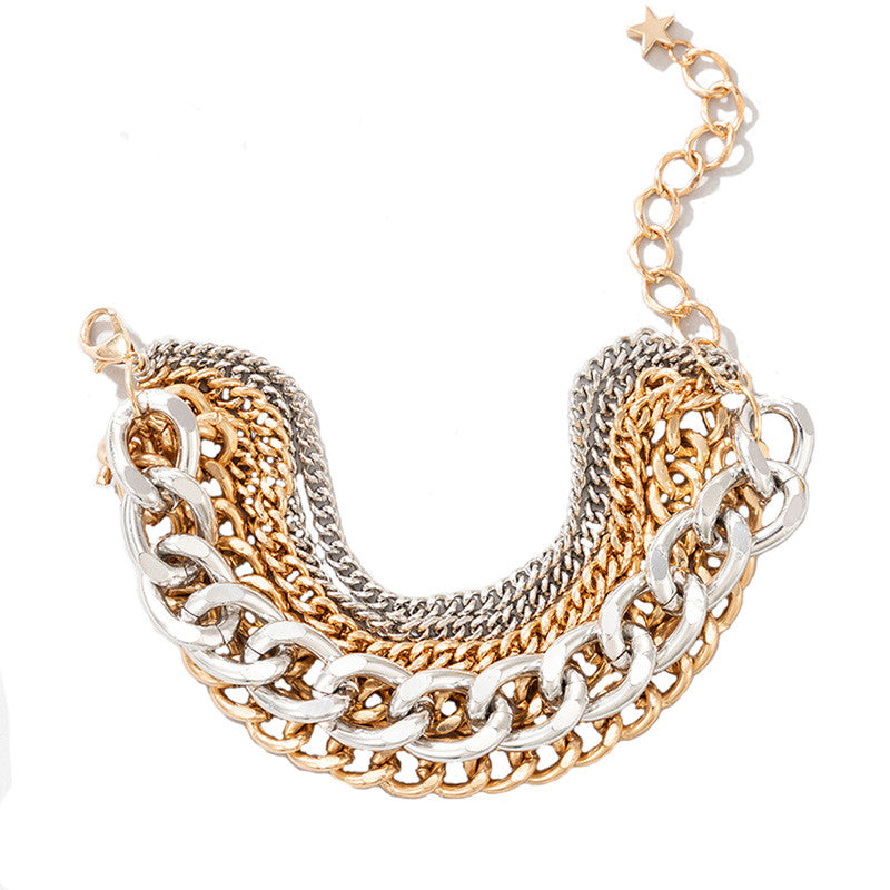 Gold and Silver Plated Multi-Strand Charm Bracelet