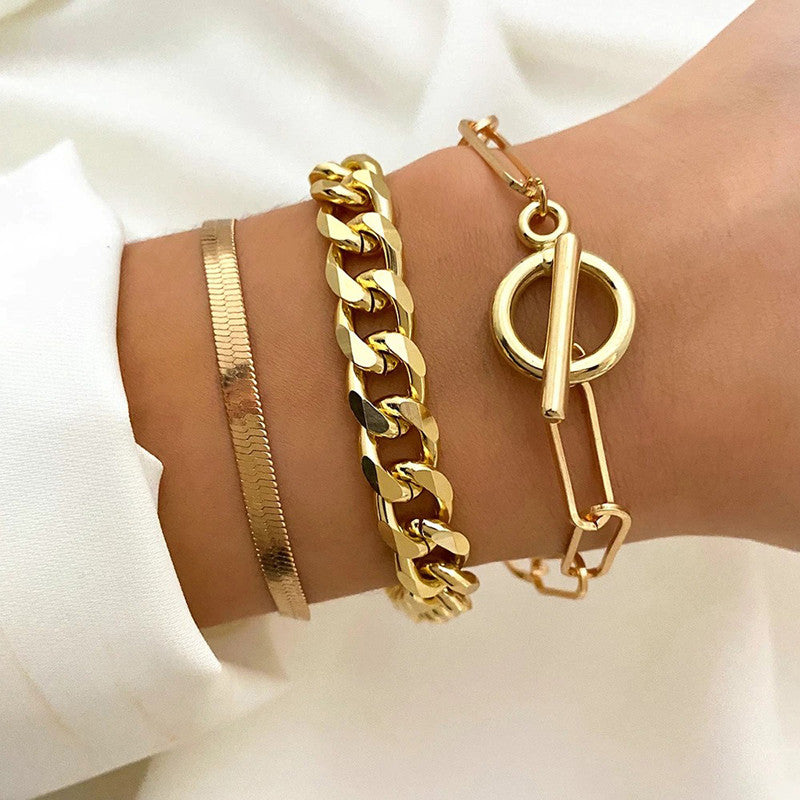 Gold Plated Contemporary Bracelet (Pack of 3)