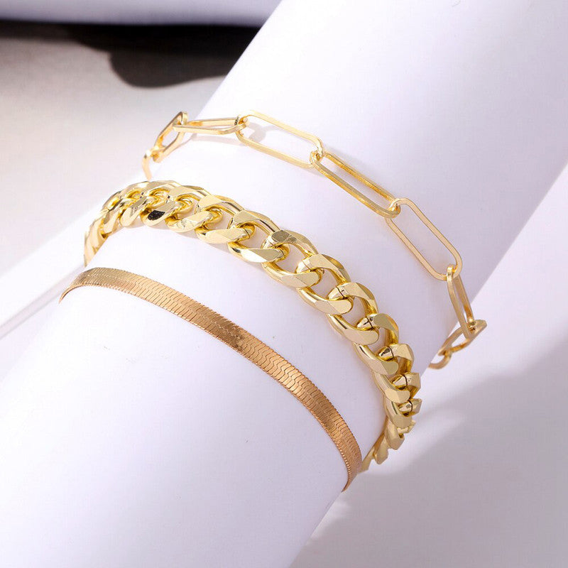 Gold Plated Contemporary Bracelet (Pack of 3)