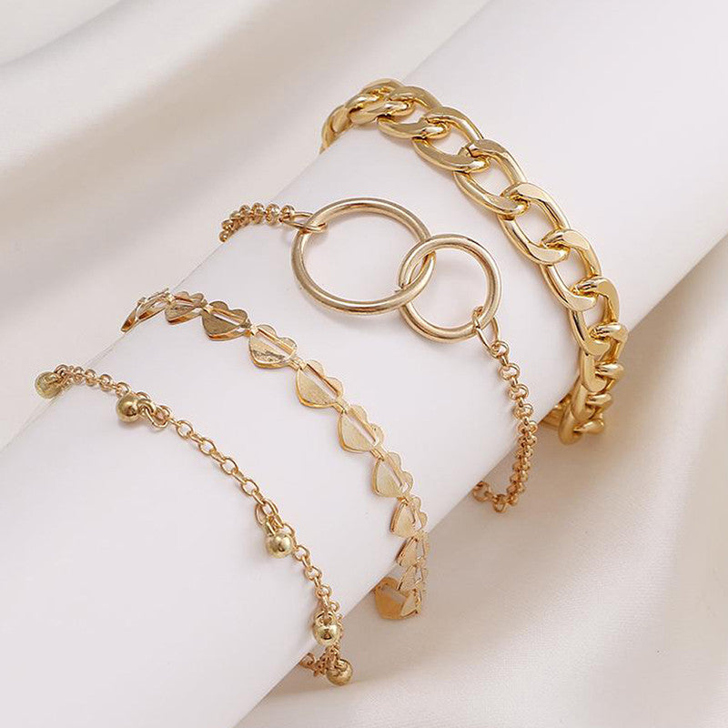 Gold Plated Heart Inspired Contemporary Bracelet (Pack of 4)