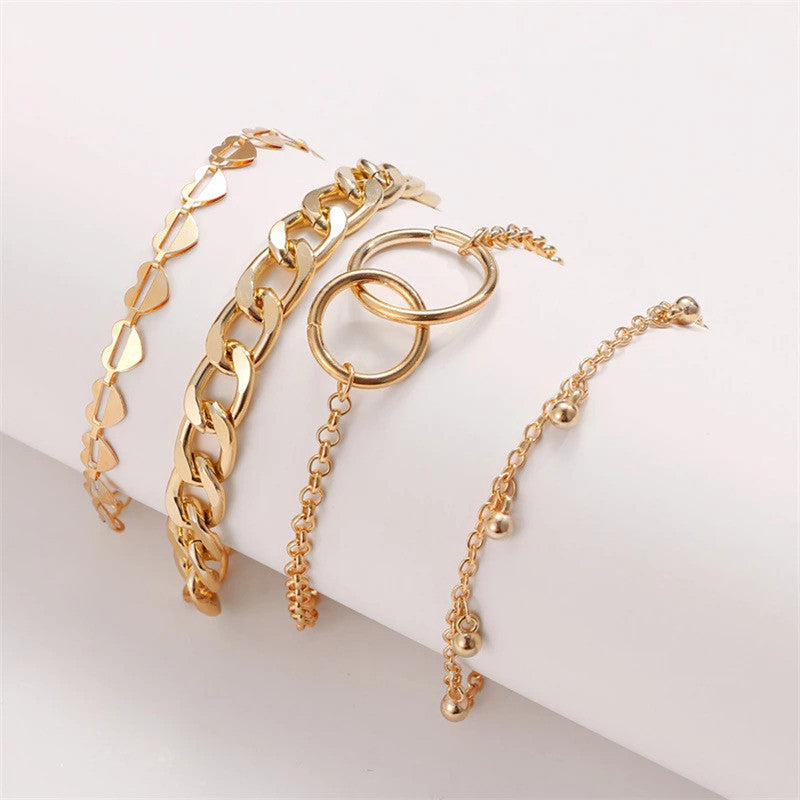 Gold Plated Heart Inspired Contemporary Bracelet (Pack of 4)