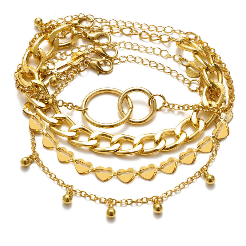 Gold Plated Heart Inspired Contemporary Bracelet (Pack of 4)