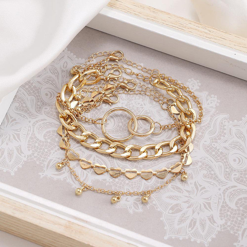 Gold Plated Heart Inspired Contemporary Bracelet (Pack of 4)