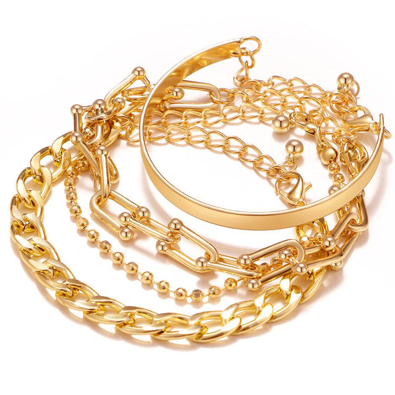 Gold Plated Contemporary Bracelet (Pack of 4) - MySmartBazaar