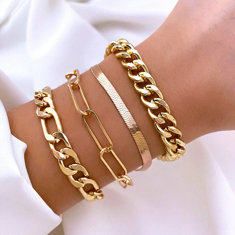 Gold Plated Toned Contemporary Bracelet (Pack of 4)