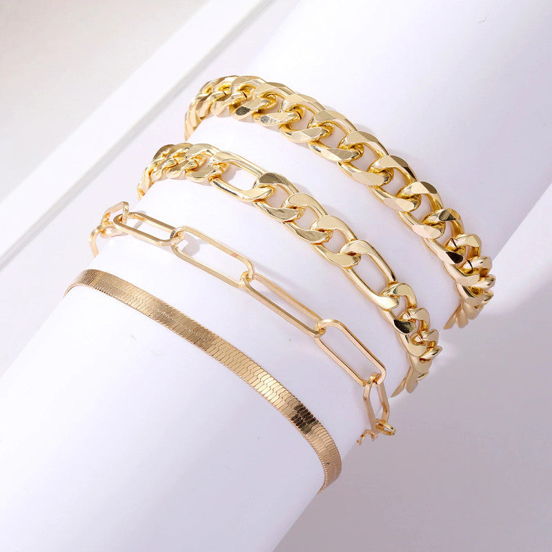 Gold Plated Toned Contemporary Bracelet (Pack of 4)