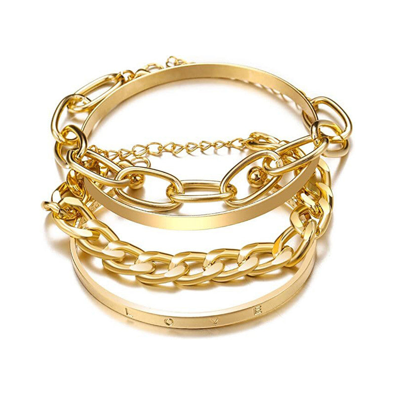 Gold-Toned Gold-Plated Love Contemporary Bracelet (Pack of 4)