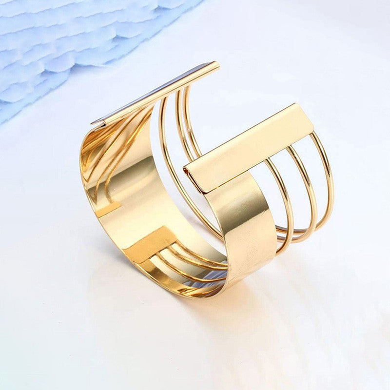 Gold-Plated Bangle-Style Cuff Bracelet For Women And Girls