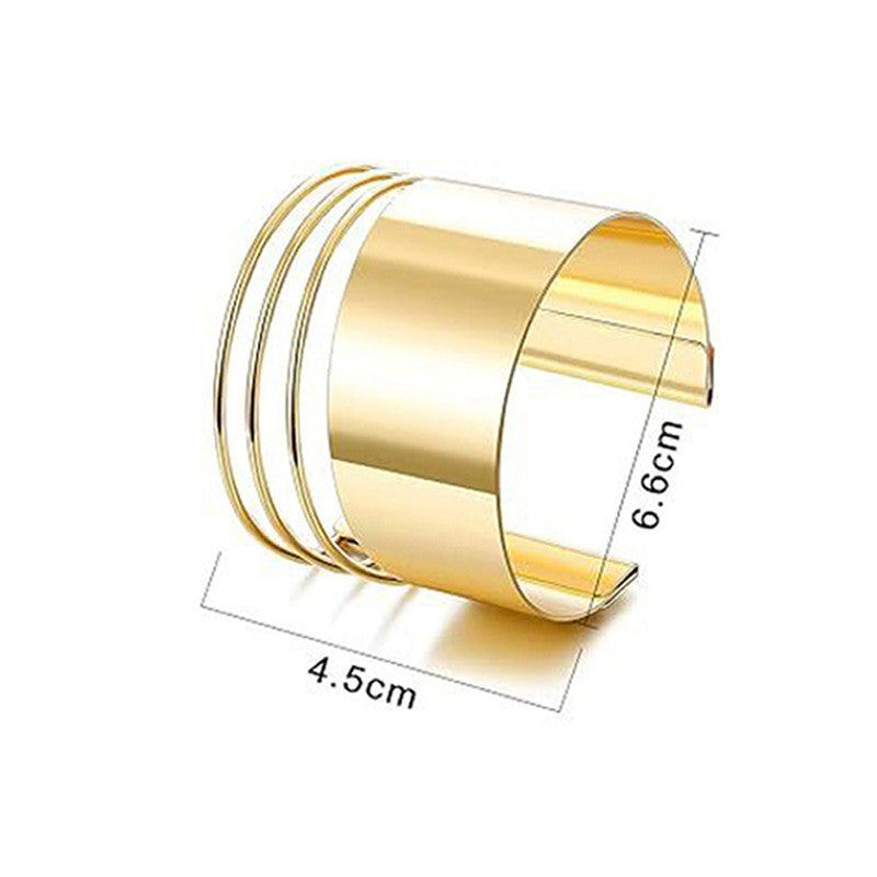 Gold-Plated Bangle-Style Cuff Bracelet For Women And Girls