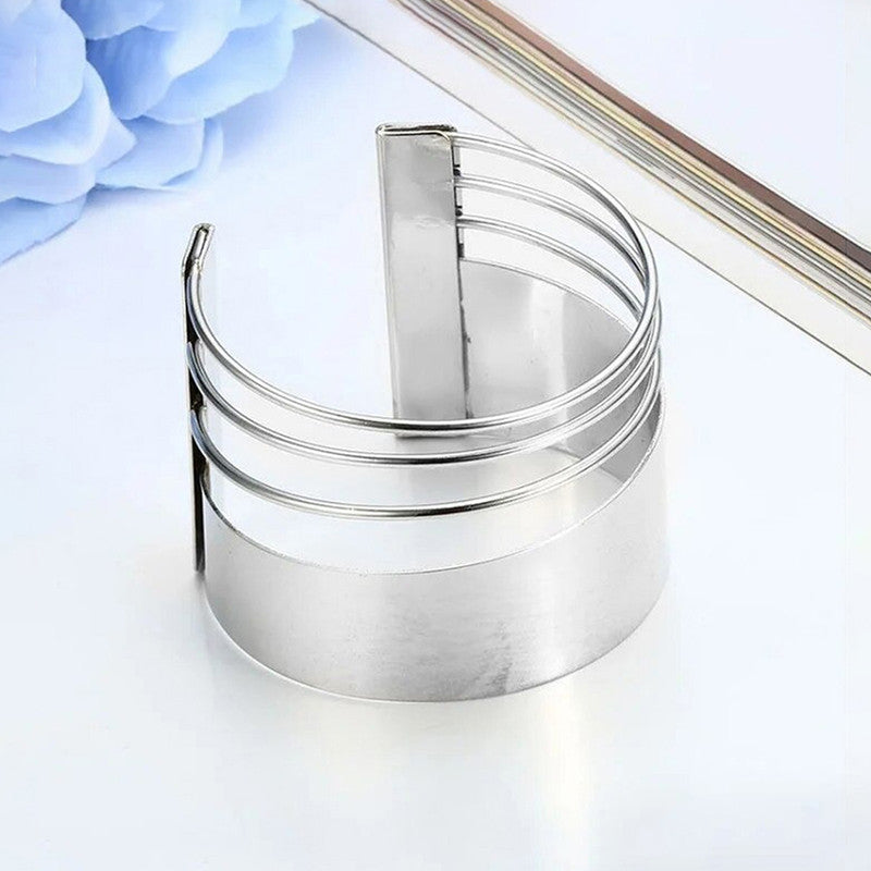 Silver-Plated Bangle-Style Cuff Bracelet For Women And Girls