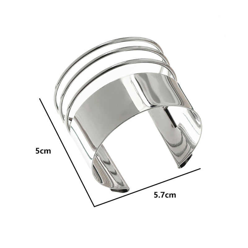 Silver-Plated Bangle-Style Cuff Bracelet For Women And Girls