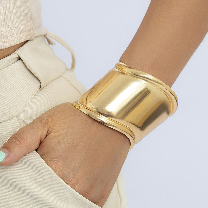 Gold-Plated Bangle-Style Cuff Bracelet For Women And Girls