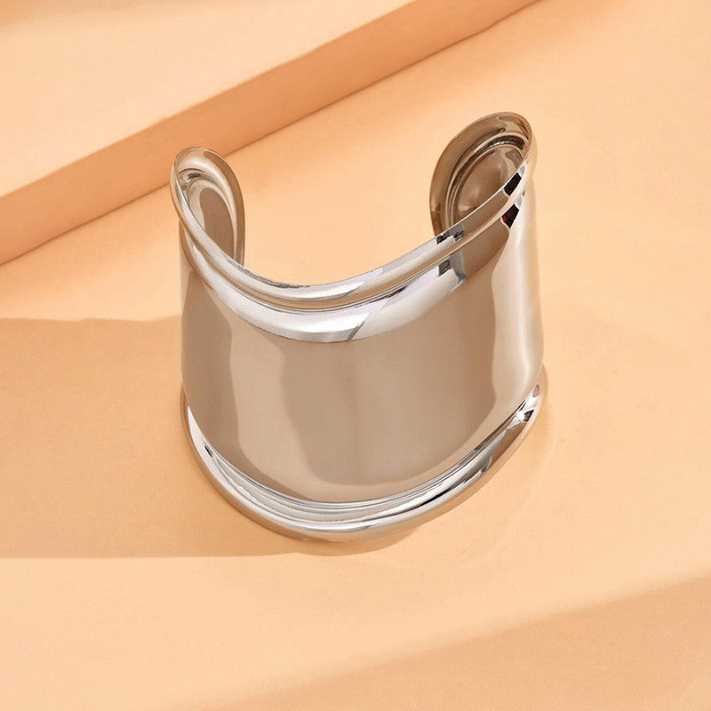 Silver-Plated Bangle-Style Cuff Bracelet For Women And Girls