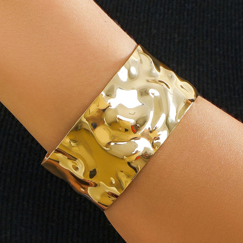 Gold-Plated Bangle-Style Cuff Bracelet For Women And Girls