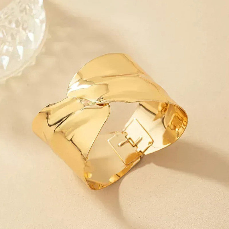 Gold-Plated Bangle-Style Cuff Bracelet For Women And Girls - MySmartBazaar