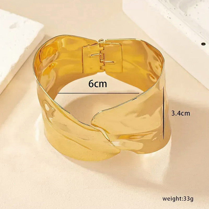 Gold-Plated Bangle-Style Cuff Bracelet For Women And Girls