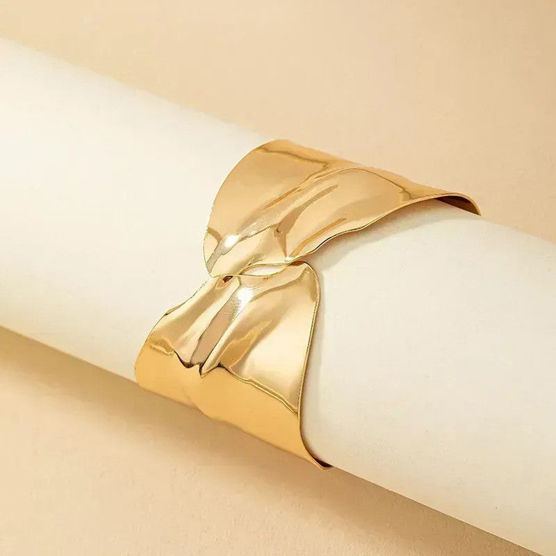 Gold-Plated Bangle-Style Cuff Bracelet For Women And Girls