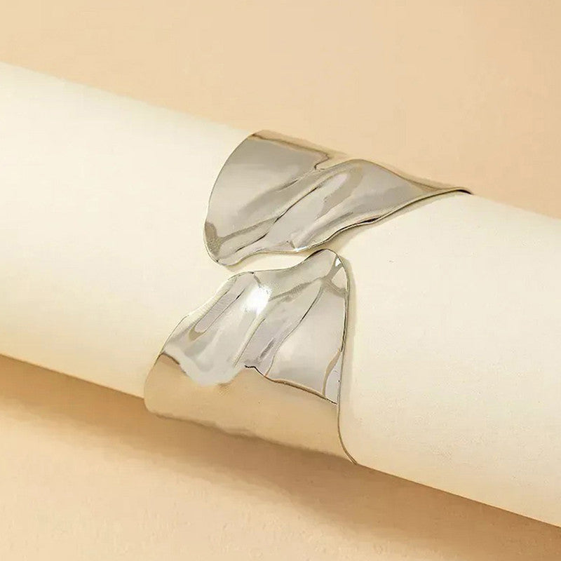 Silver-Plated Bangle-Style Cuff Bracelet For Women And Girls