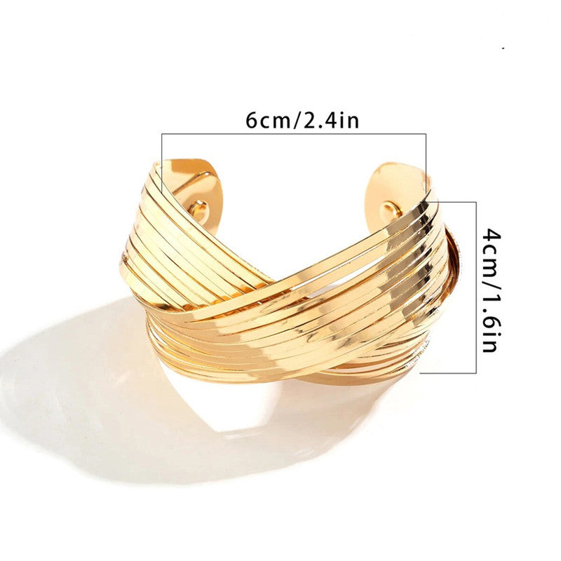 Gold-Plated Bangle-Style Cuff Bracelet For Women And Girls