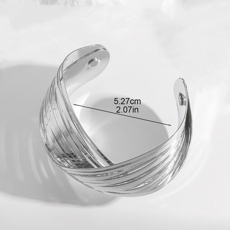 Silver-Plated Bangle-Style Cuff Bracelet For Women And Girls