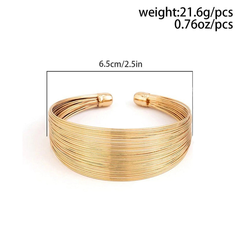 Gold-Plated Bangle-Style Cuff Bracelet For Women And Girls