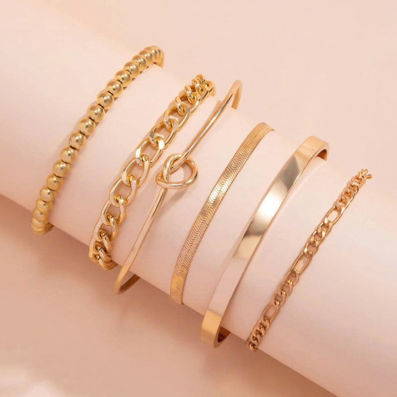 Gold Plated Set Of 6 Charm Bracelet for Women And Girls