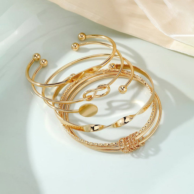 Gold Plated Set Of 5 Charm Bracelet for Women And Girls