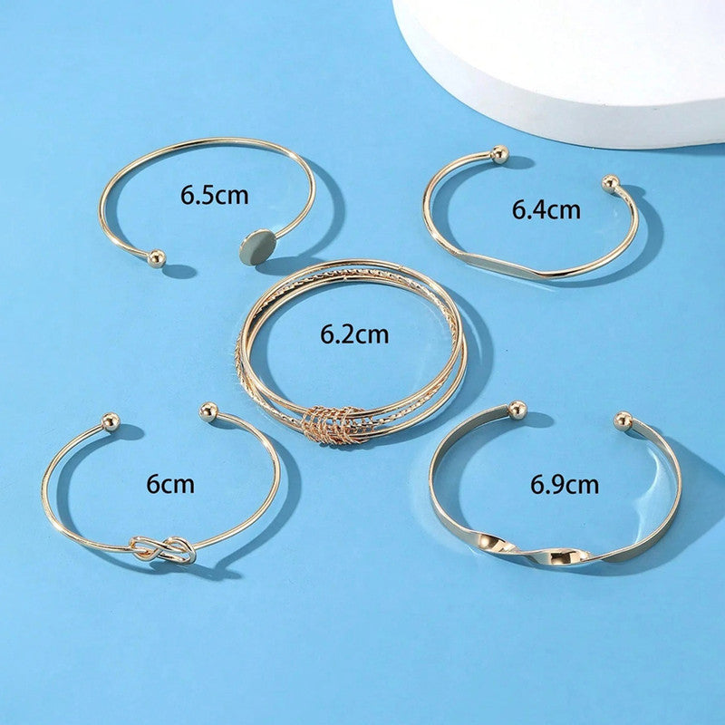 Gold Plated Set Of 5 Charm Bracelet for Women And Girls