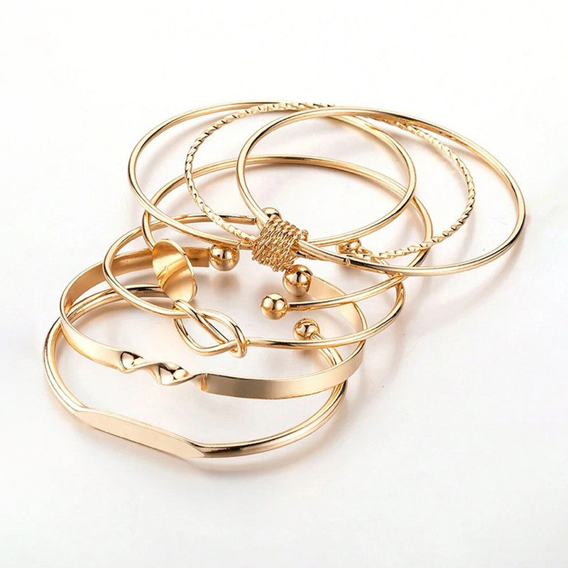 Gold Plated Set Of 5 Charm Bracelet for Women And Girls