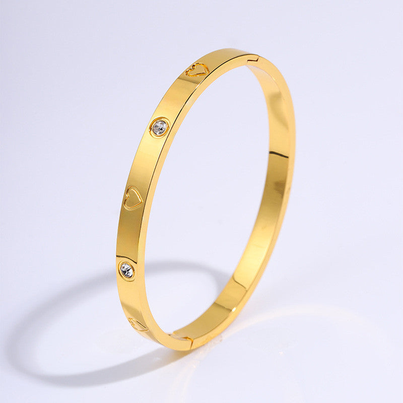 Stainless Steel Astonishing Gold Plated Love AD Anti-Tarnish Bracelet For Women