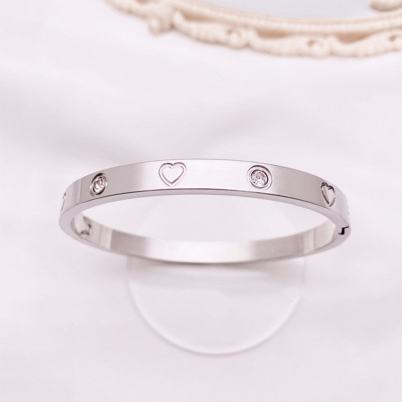 Stainless Steel Astonishing Silver Plated Love AD Anti-Tarnish Bracelet For Women