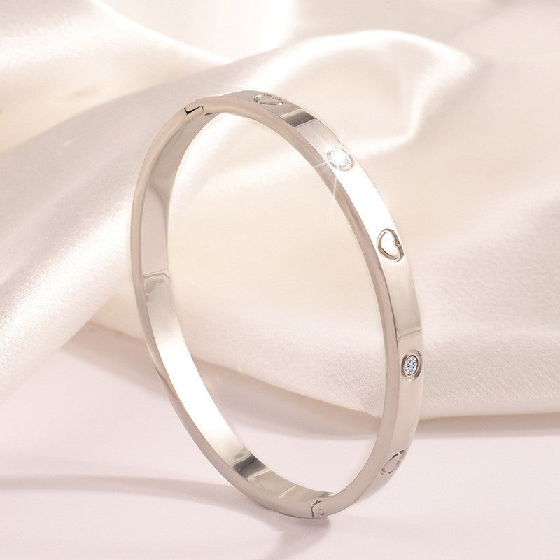 Stainless Steel Astonishing Silver Plated Love AD Anti-Tarnish Bracelet For Women