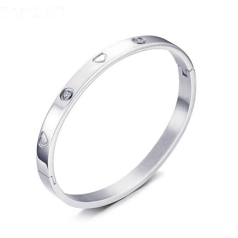 Stainless Steel Astonishing Silver Plated Love AD Anti-Tarnish Bracelet For Women