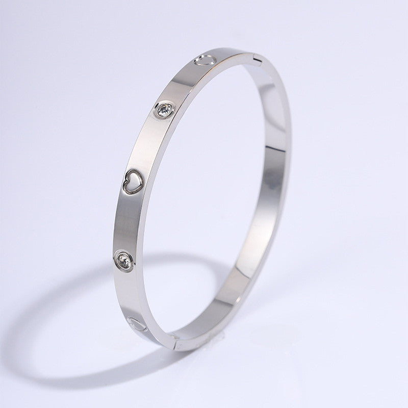 Stainless Steel Astonishing Silver Plated Love AD Anti-Tarnish Bracelet For Women