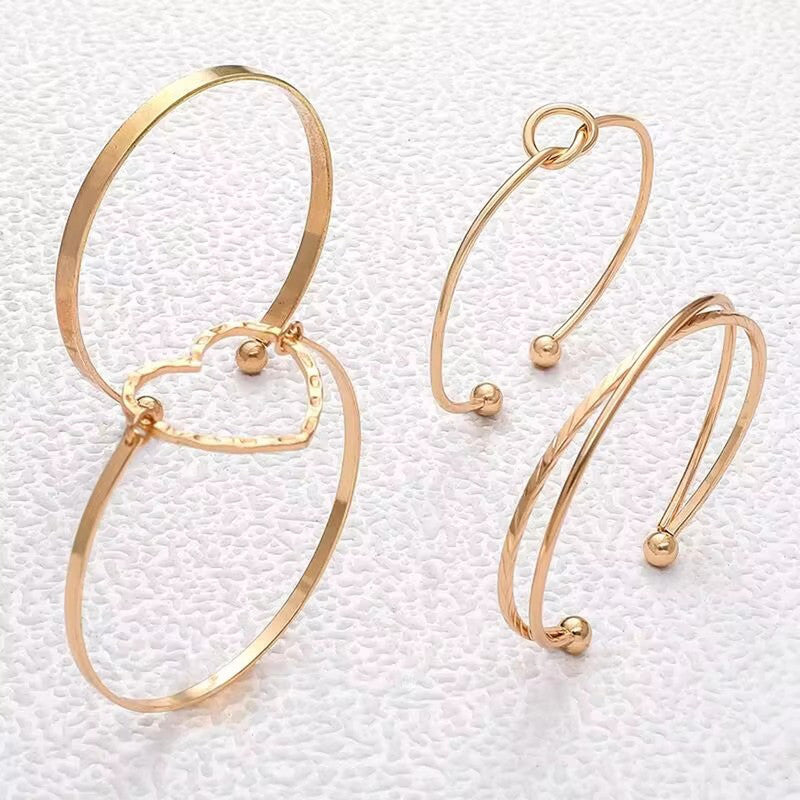 Gold Plated Set Of 4 Charm Bracelet for Women And Girls