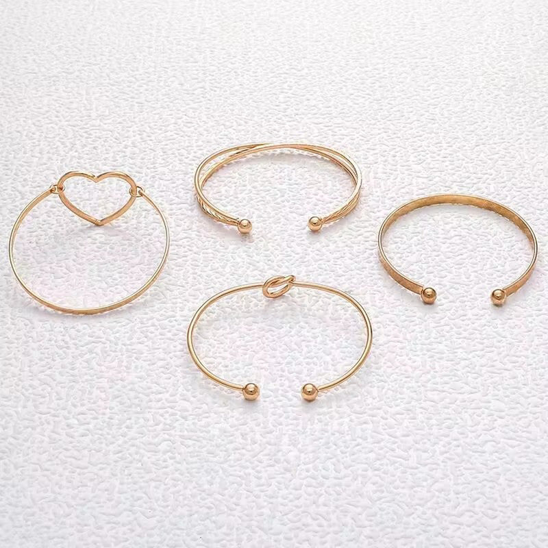 Gold Plated Set Of 4 Charm Bracelet for Women And Girls