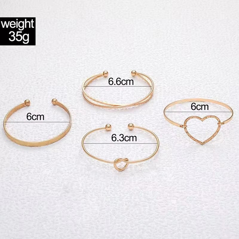 Gold Plated Set Of 4 Charm Bracelet for Women And Girls